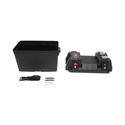 Cassetta per batteria auto 12V con voltmetro DC 6–36V, interruttore di circuito 16A, fusibile da 30A, 2 prese accendisigari, display LCD, 2 porte USB, 340 × 195 × 200 mm. - immagine 3
