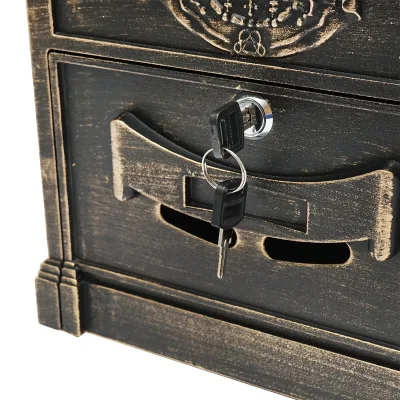 Cassetta postale antica dorata 410X260X90mm con 2 chiavi e accessori di fissaggio - immagine 4