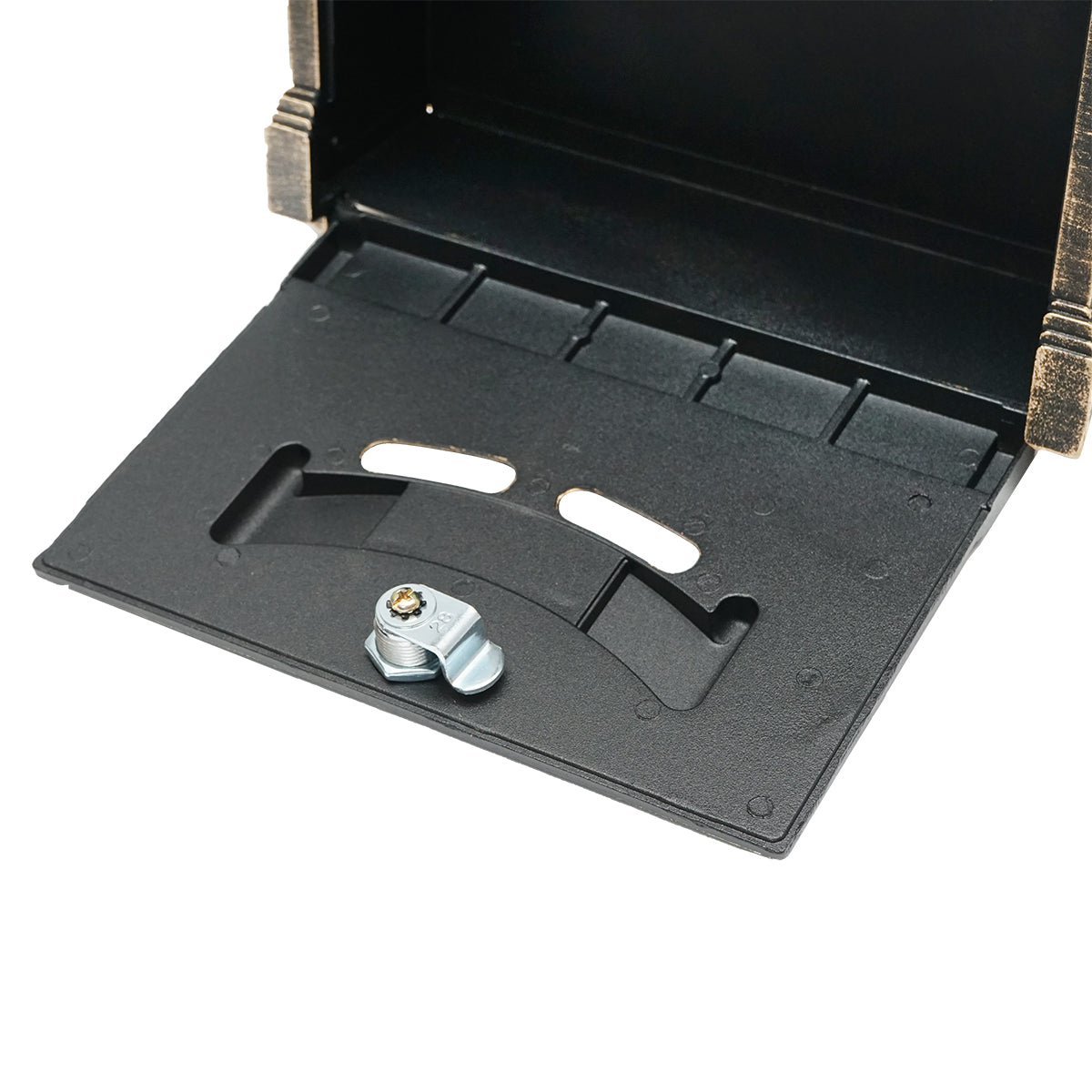 Cassetta postale antica dorata 410X260X90mm con 2 chiavi e accessori di fissaggio - immagine 6