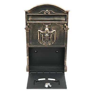 Cassetta postale antica dorata 410X260X90mm con 2 chiavi e accessori di fissaggio - immagine 5