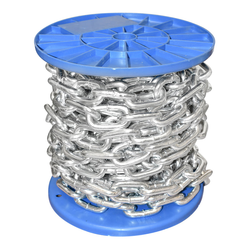 Catena elettrozincata 7,9x32,3x30mm DIN5685A 10m/rotolo tamburo di plastica - immagine 3