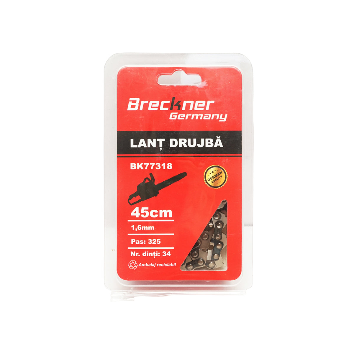 Catena per motosega, passo 325, 34 denti, 1,6 mm, lunghezza 45 cm Breckner Germany