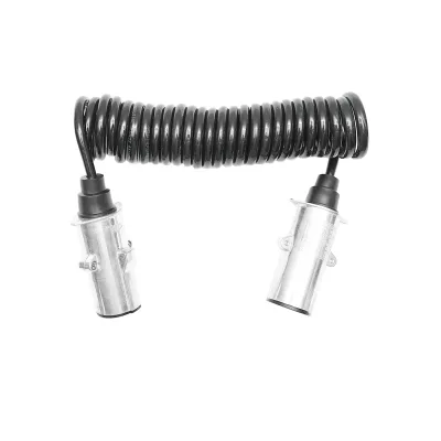 Cavo a spirale da 2,6 m con 2 spine femmina in metallo, 7 pin per presa rimorchio auto Breckner Germany