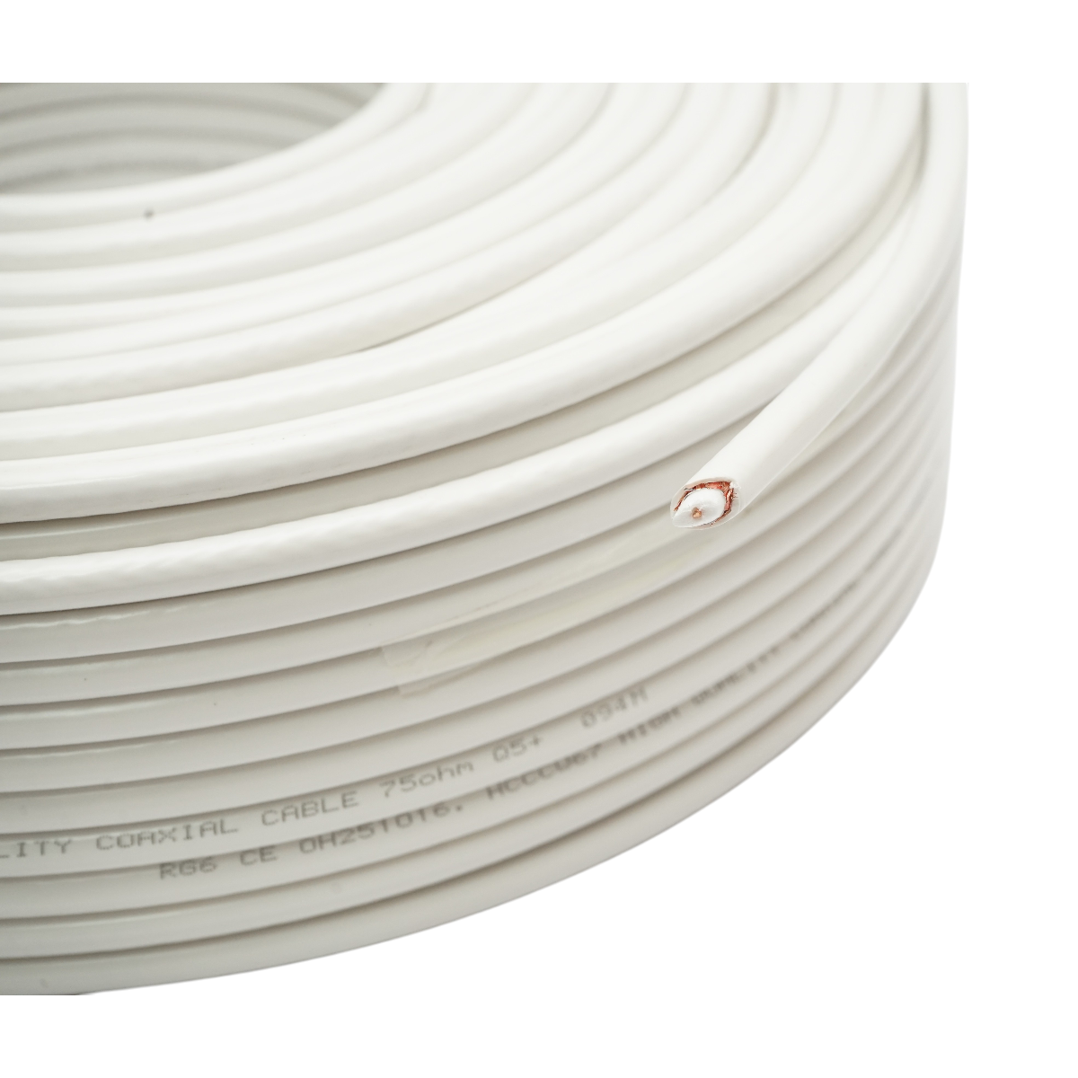 Cavo coassiale RG6 per videosorveglianza, rame da 1 mm, 75 Ohm, PVC bianco, 100 m/rotolo, Q5+ - immagine 3