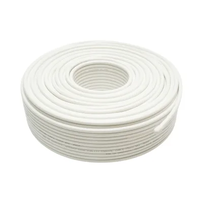 Cavo coassiale RG6 per videosorveglianza, rame da 1 mm, 75 Ohm, PVC bianco, 100 m/rotolo, Q5+