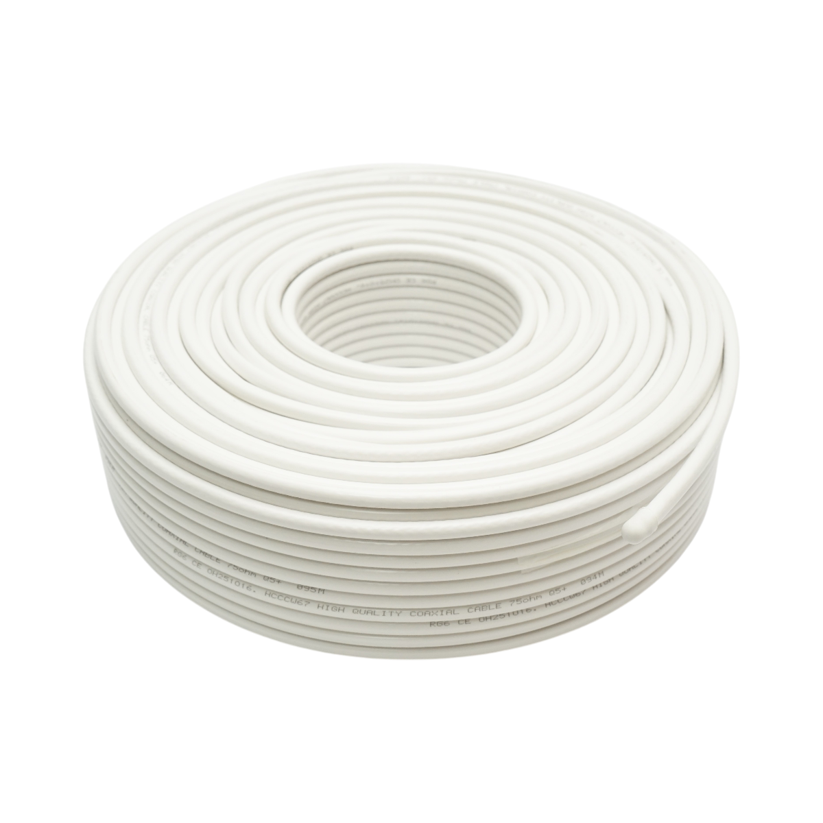 Cavo coassiale RG6 per videosorveglianza, rame da 1 mm, 75 Ohm, PVC bianco, 100 m/rotolo, Q5+