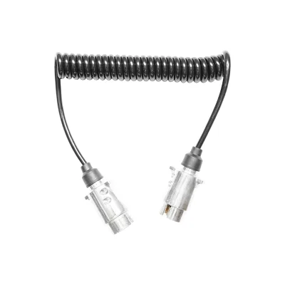 Cavo elettrico flessibile a spirale 2,5M, 7 pin per rimorchio con 2 spine maschio in metallo Breckner Germany - immagine 2