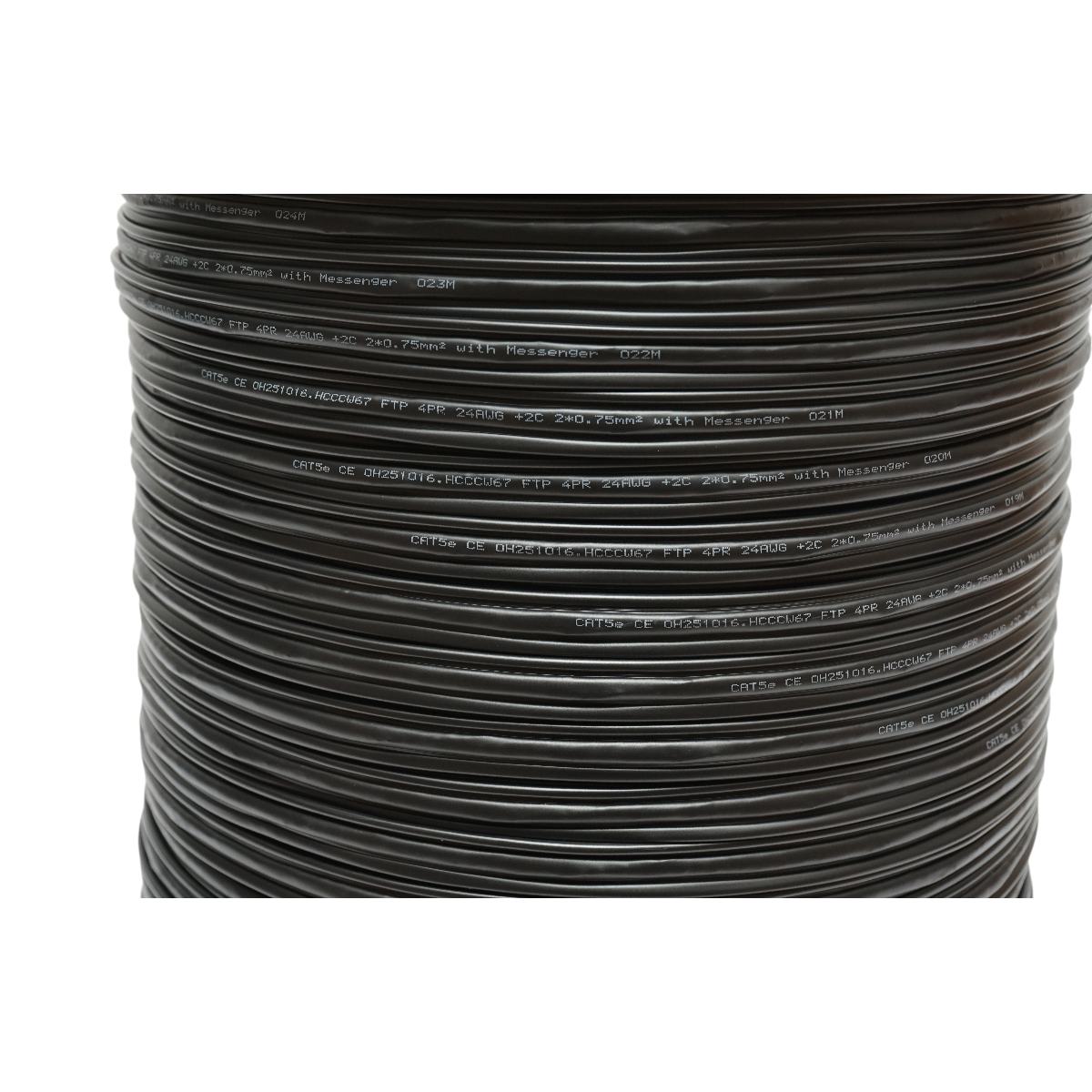 Cavo FTP CAT5e Siamese 8x0,51 rame + 2x0,75mm CCA alimentazione con cavo portante da 1,16mm per esterni autoportante 305m/rotolo - immagine 2