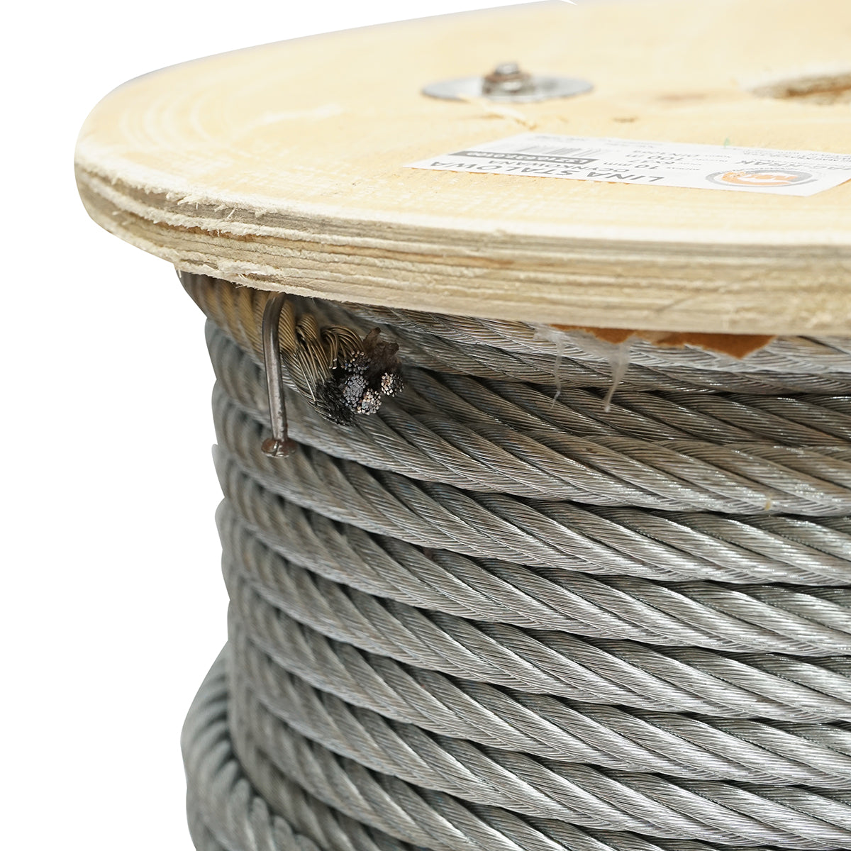 Cavo in acciaio zincato 10mm, 6x37 trefoli, carico massimo 5220Kg, peso 34,6Kg, 100m/rotolo - immagine 3