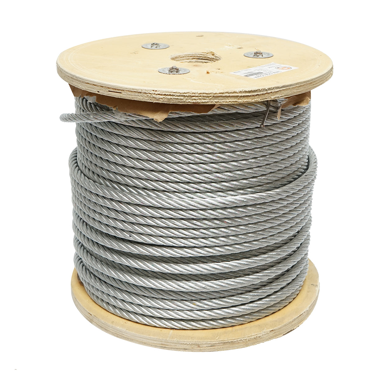 Cavo in acciaio zincato 10mm, 6x37 trefoli, carico massimo 5220Kg, peso 34,6Kg, 100m/rotolo