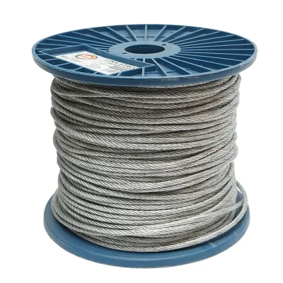 Cavo in acciaio zincato 4mm, 6x7 trefoli, carico massimo 940Kg, peso 8,4Kg, 150m/rotolo