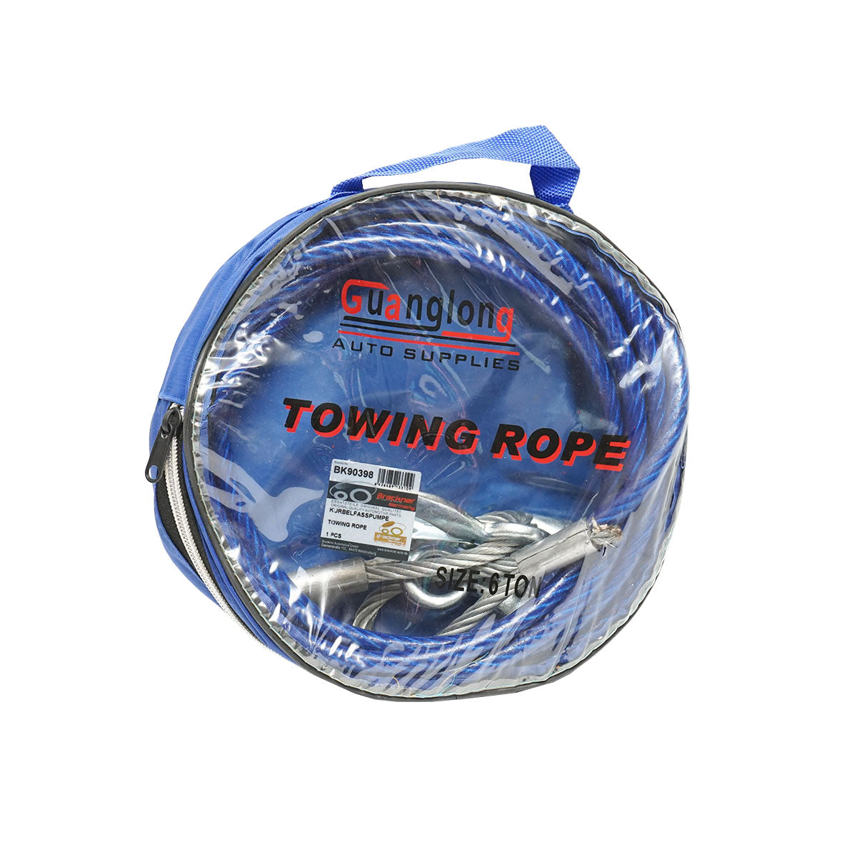 Cavo/fune di traino in metallo con tubo flessibile verde per protezione e gancio autobloccante da 3,2 m fi 9 mm carico massimo di 6 T Breckner Germany - immagine 2