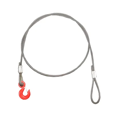 Cavo/fune in acciaio per verricello con spessore di 12 mm e lunghezza di 3 m, gancio e anello per il traino o il sollevamento