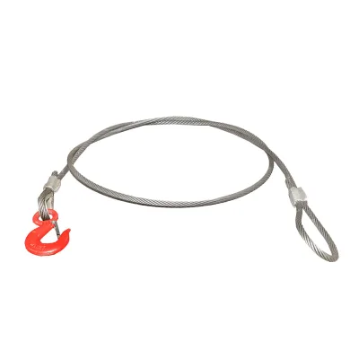 Cavo/fune in acciaio per verricello con spessore di 12 mm e lunghezza di 3 m, gancio e anello per il traino o il sollevamento - immagine 2