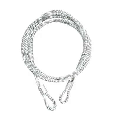 Cavo/fune in acciaio per verricello con spessore di 12 mm e lunghezza di 4 m con anelli per il traino o il sollevamento