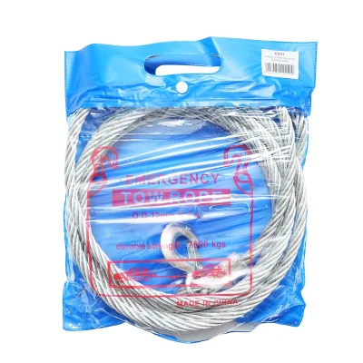 Cavo/fune in acciaio per verricello con spessore di 12 mm e lunghezza di 4 m, gancio e anello per il traino o il sollevamento - immagine 2