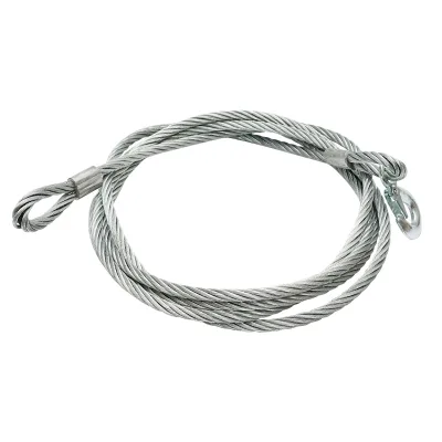 Cavo/fune in acciaio per verricello con spessore di 12 mm e lunghezza di 4 m, gancio e anello per il traino o il sollevamento