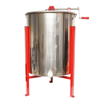 Centrifuga manuale apicola, estrattore di miele in acciaio inox con 4 telai.