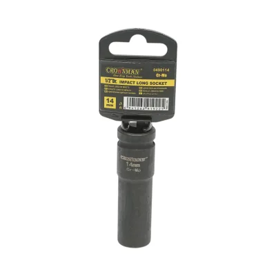 Chiave a bussola a impatto Crownman da 14 mm, quadrata in acciaio Cr-Mo da 1/2".
