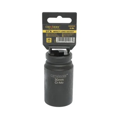 Chiave a bussola a impatto Crownman da 30 mm, attacco quadro da 3/4 di pollice in acciaio Cr-Mo