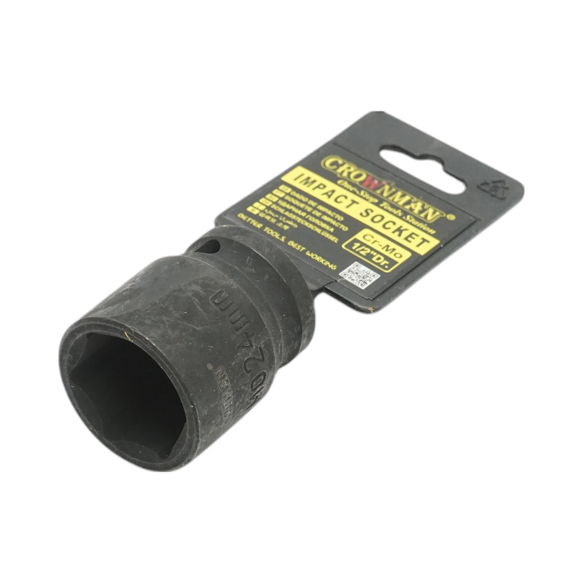 Chiave a bussola a impatto da 24 mm, attacco quadrato da 1/2 pollice, materiale Cr-Mo, norma DIN 3121, industriale Crownman - immagine 2