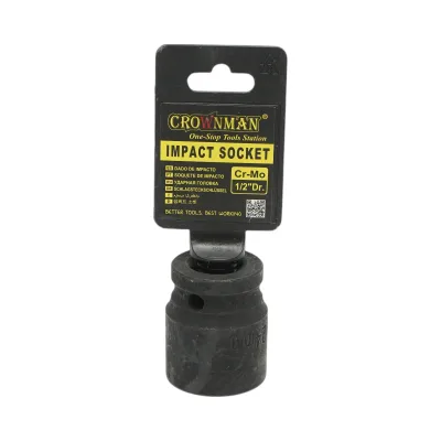 Chiave a bussola a impatto da 24 mm, attacco quadrato da 1/2 pollice, materiale Cr-Mo, norma DIN 3121, industriale Crownman