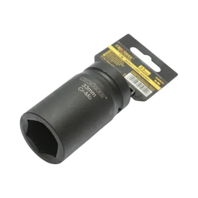 Chiave a bussola a percussione lunga 33 mm, 1 pollice quadrato, materiale Cr-Mo, norma DIN 3121, industriale Crownman - immagine 2