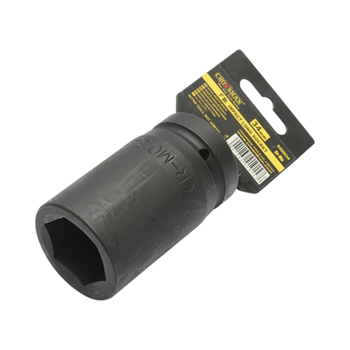 Chiave a bussola a percussione lunga 34 mm, 1 pollice quadrato, materiale Cr-Mo, norma DIN 3121, industriale Crownman - immagine 2