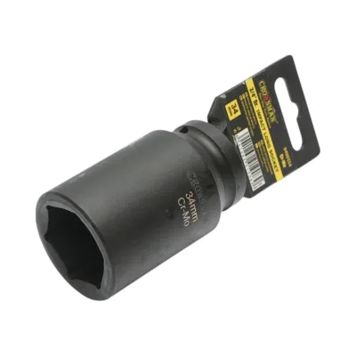 Chiave a bussola a percussione lunga 34 mm, attacco quadro da 3/4 di pollice, materiale Cr-Mo, norma DIN 3121, industriale Crownman - immagine 2