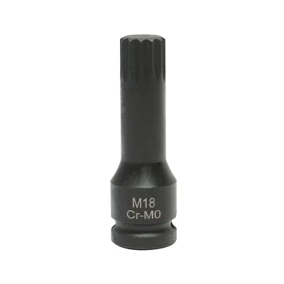 Chiave a bussola a percussione scanalata M18, 78 mm, 1/2 quadrato Cr-Mo