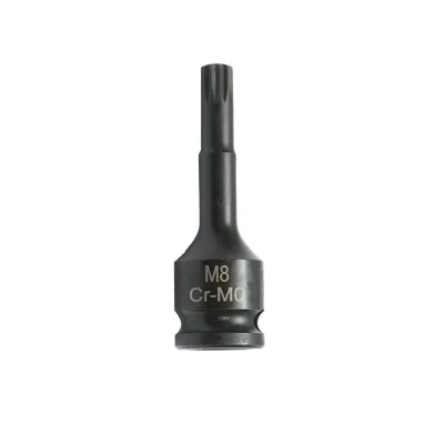 Chiave a bussola a percussione scanalata M8, 60 mm, quadrata da 3/8 Cr-Mo