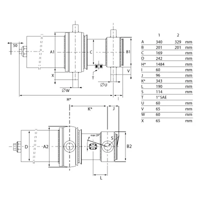 Cilindro di ribaltamento idraulico a 4 gradini corsa di apertura 4620mm per camion 8x4 - immagine 4