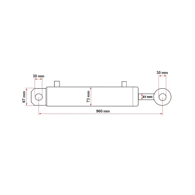 Cilindro idraulico 67x73x40x1000 con corsa di apertura 700 mm e raccordo idraulico Ø18 - immagine 6