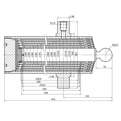 Cilindro idraulico per ribaltamento rimorchio 6 Ton con corsa a 5 gradini 1370mm - immagine 7