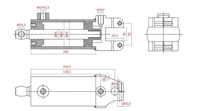 Cilindro servosterzo per Massey Ferguson codice OEM 1605121M91, 1605121M92, 532193M91, 3773711M91 - immagine 6