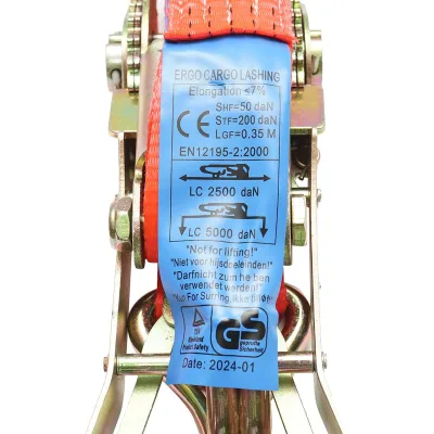 Cinghia di ancoraggio merci 10m x 50mm 5T, Cinghia con cricchetto Ergo e gancio - immagine 4