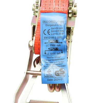 Cinghia di ancoraggio merci 8m x 50mm 5T, con cricchetto Ergo e gancio - immagine 4