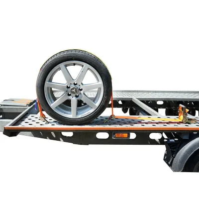 Cinghia di ancoraggio per fissaggio ruota 2,5 M Cinghia di ancoraggio per ruota auto 2,5 m, con ganci e cricchetto - immagine 5