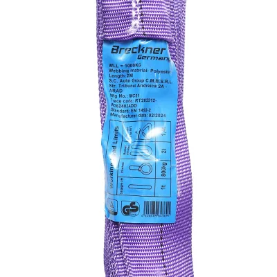 Cinghia di sollevamento in poliestere, 2m x 45mm, Portata 1T - immagine 4