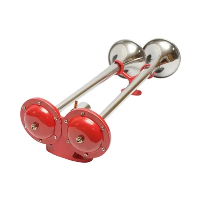 Clacson a 2 trombe rosso 12V/24V per compressore d’aria. - immagine 2
