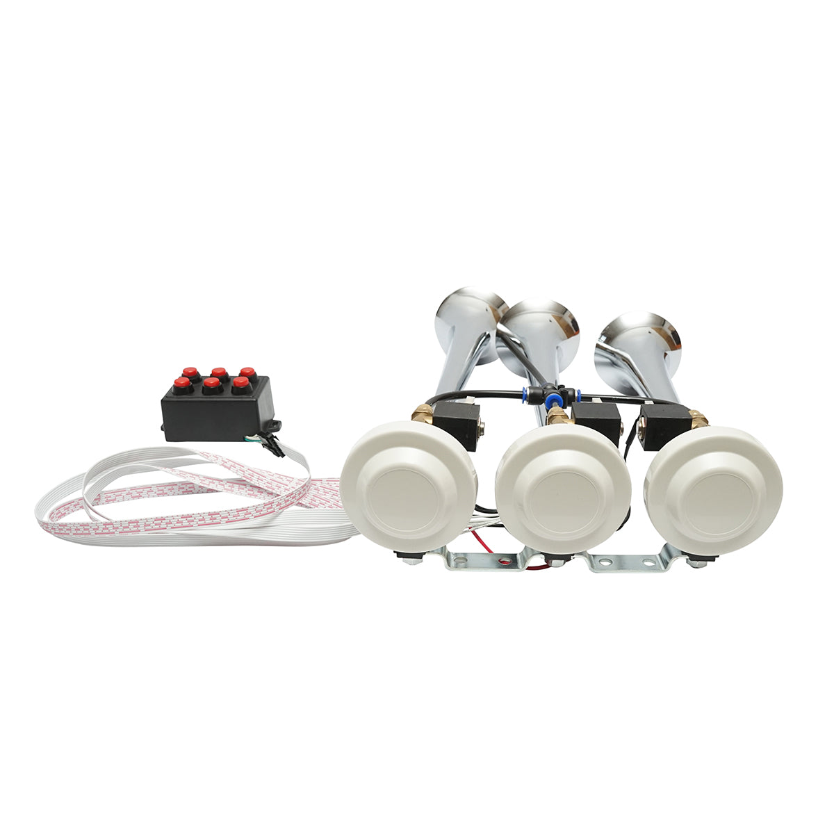 Clacson a 3 trombe 24V con 6 melodie per compressore d’aria - immagine 2
