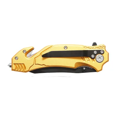 Coltello pieghevole multifunzionale in acciaio inossidabile, manico in alluminio, con clip per cintura, 205 mm, Crownman - immagine 2