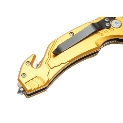 Coltello pieghevole multifunzionale in acciaio inossidabile, manico in alluminio, con clip per cintura, 205 mm, Crownman - immagine 6