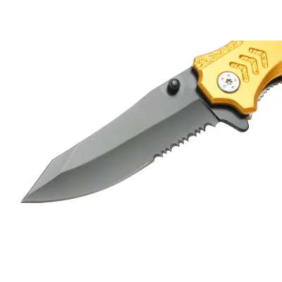 Coltello pieghevole multifunzionale in acciaio inossidabile, manico in alluminio, con clip per cintura, 205 mm, Crownman - immagine 5
