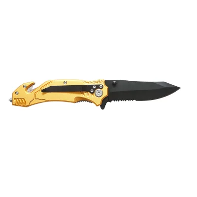 Coltello pieghevole multifunzionale in acciaio inossidabile, manico in alluminio, con clip per cintura, 205 mm, Crownman - immagine 3