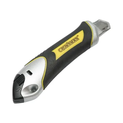 Coltello professionale da taglio, lama da 18 mm con impugnatura antiscivolo, corpo in lega di zinco Crownman - immagine 2