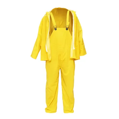 Completo impermeabile taglia L con cappuccio e salopeta in poliestere e PVC, giallo Breckner Germany - immagine 4