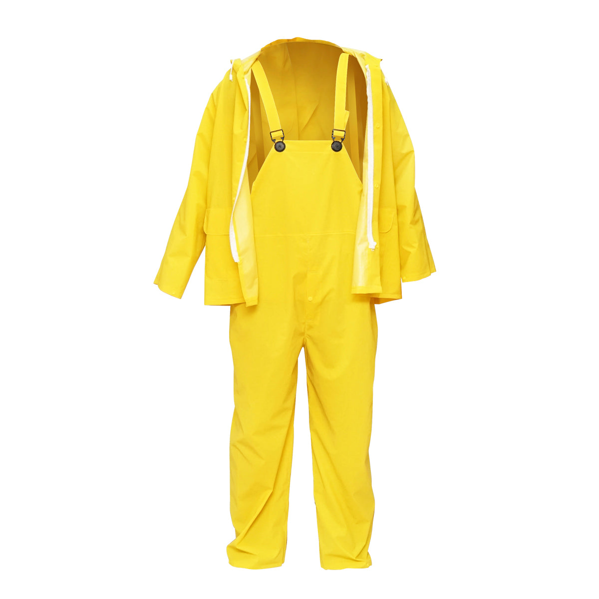Completo impermeabile taglia L con cappuccio e salopeta in poliestere e PVC, giallo Breckner Germany - immagine 4