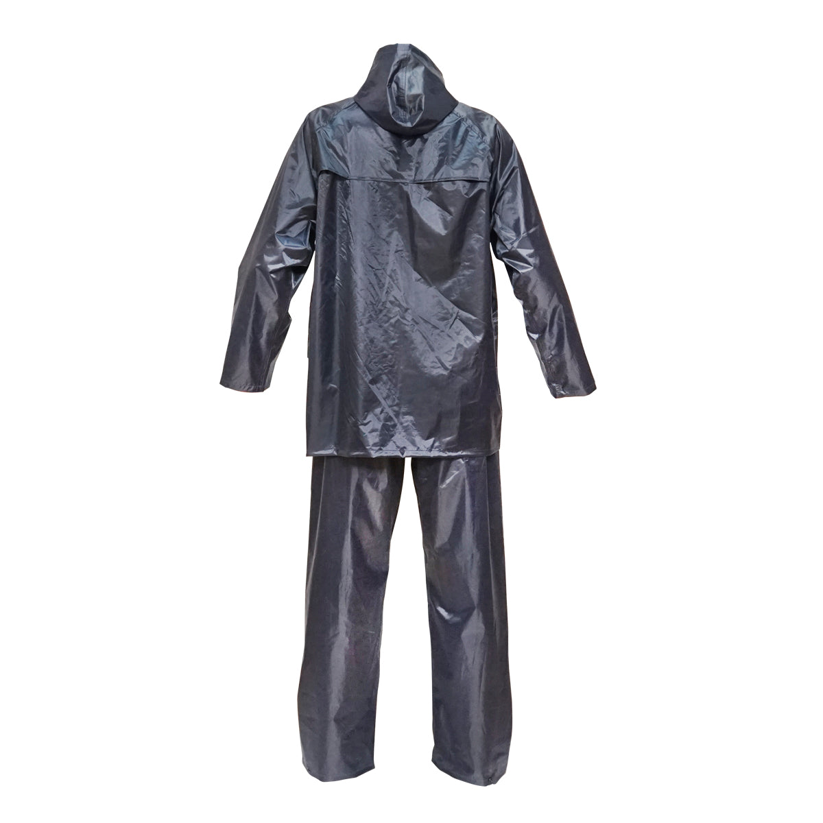Completo impermeabile taglia M con cappuccio e pantaloni in poliestere e PVC, blu navy Breckner Germany - immagine 4