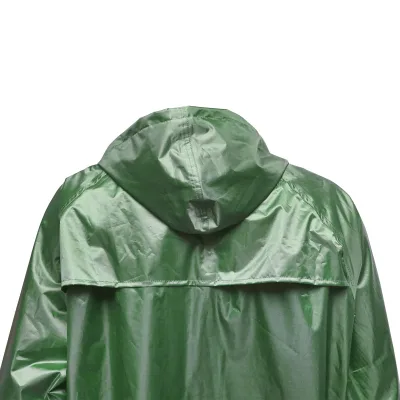 Completo impermeabile taglia M con cappuccio e pantaloni in poliestere e PVC, verde Breckner Germany - immagine 5
